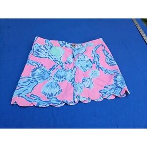 Lilly Pulitzer‎ Colette Skort Pink/Blue Seashells Scalloped Coastal Pink Pout 6